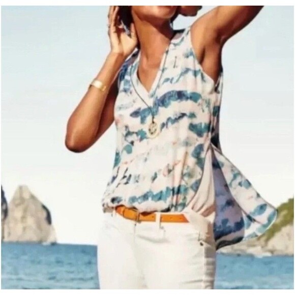 Cabi Abstract Sleeveless V-neck Formal Casual Blouse Size XS Women’s - Picture 1 of 9